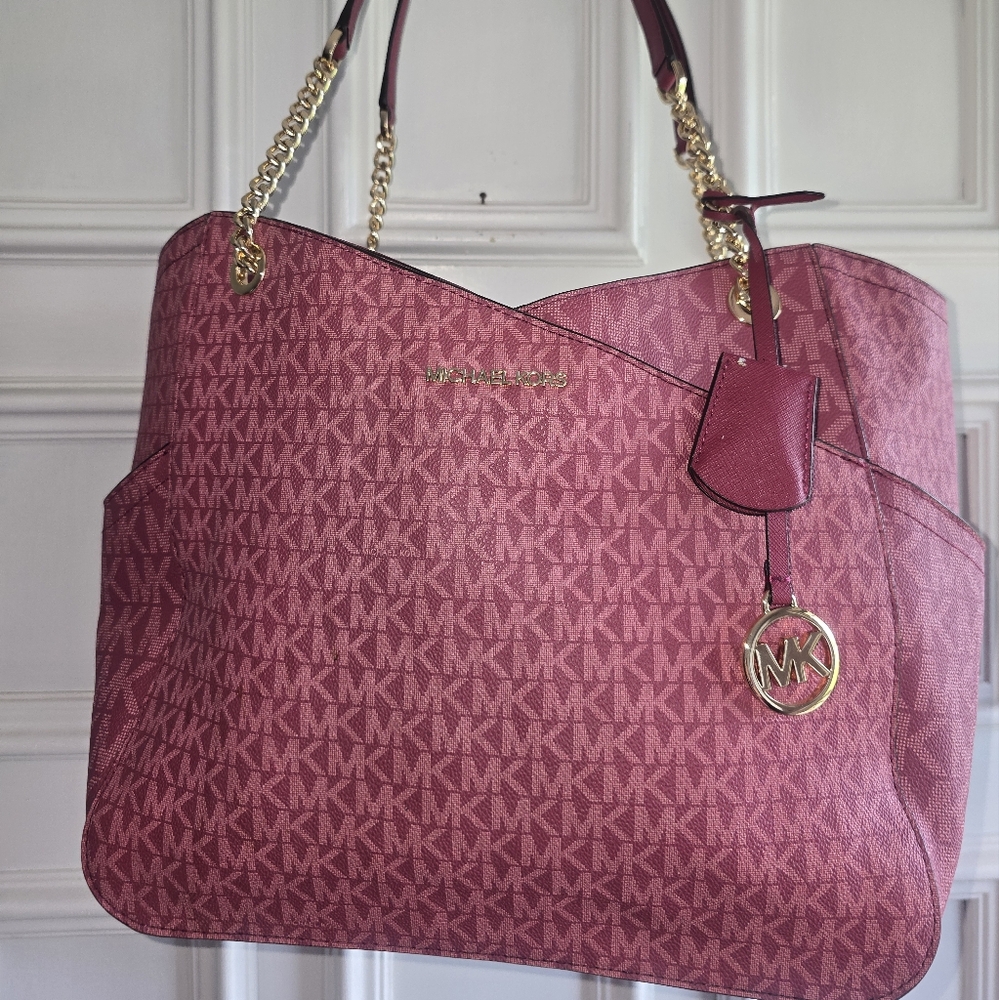 Michael Kors Pink Quilted Tote with Gold Hardware